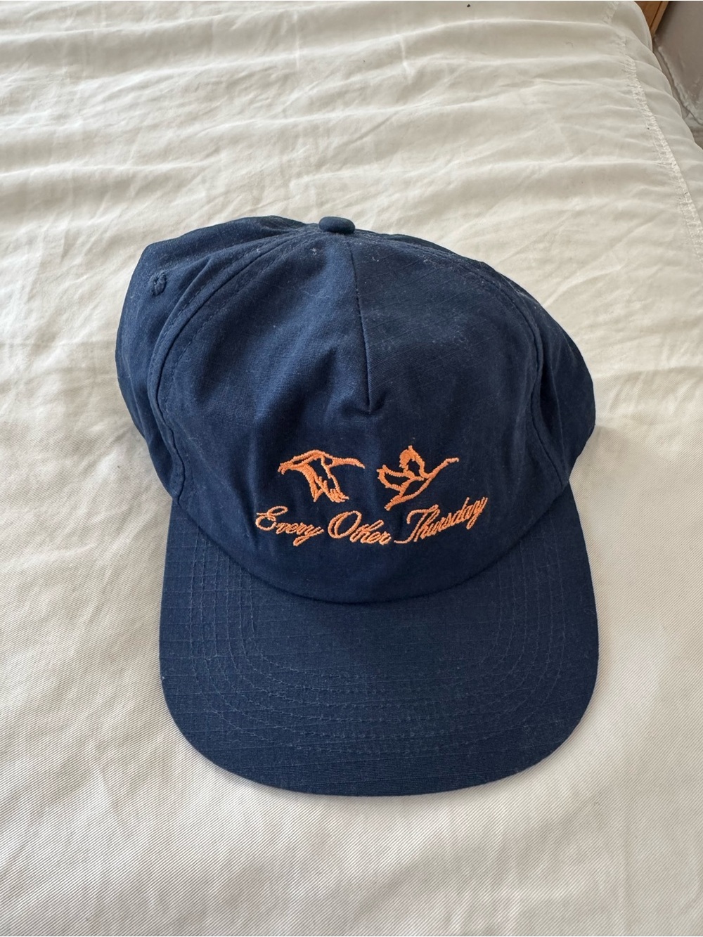 Every Other Thursday Baseball Cap with Orange Embroidery Navy Mens